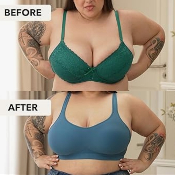 TrueKind-Daily Comfort Wirefree SHAPER BRA (Beige/Cream)-2X - Picture 5 of 8